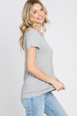 Heather Grey Basic Short Sleeve Top