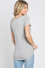Heather Grey Basic Short Sleeve Top
