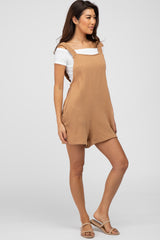 Camel Square Neck Elastic Strap Romper