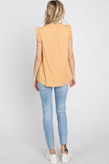 Yellow Ruffle Accent High Neck Top
