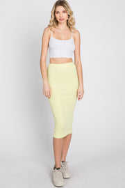 Lime Ribbed Fitted Skirt