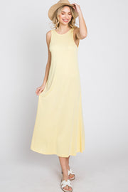 Yellow Low V-Back Sleeveless Midi Dress