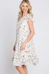 Ivory Floral Embroidered Tiered Dress