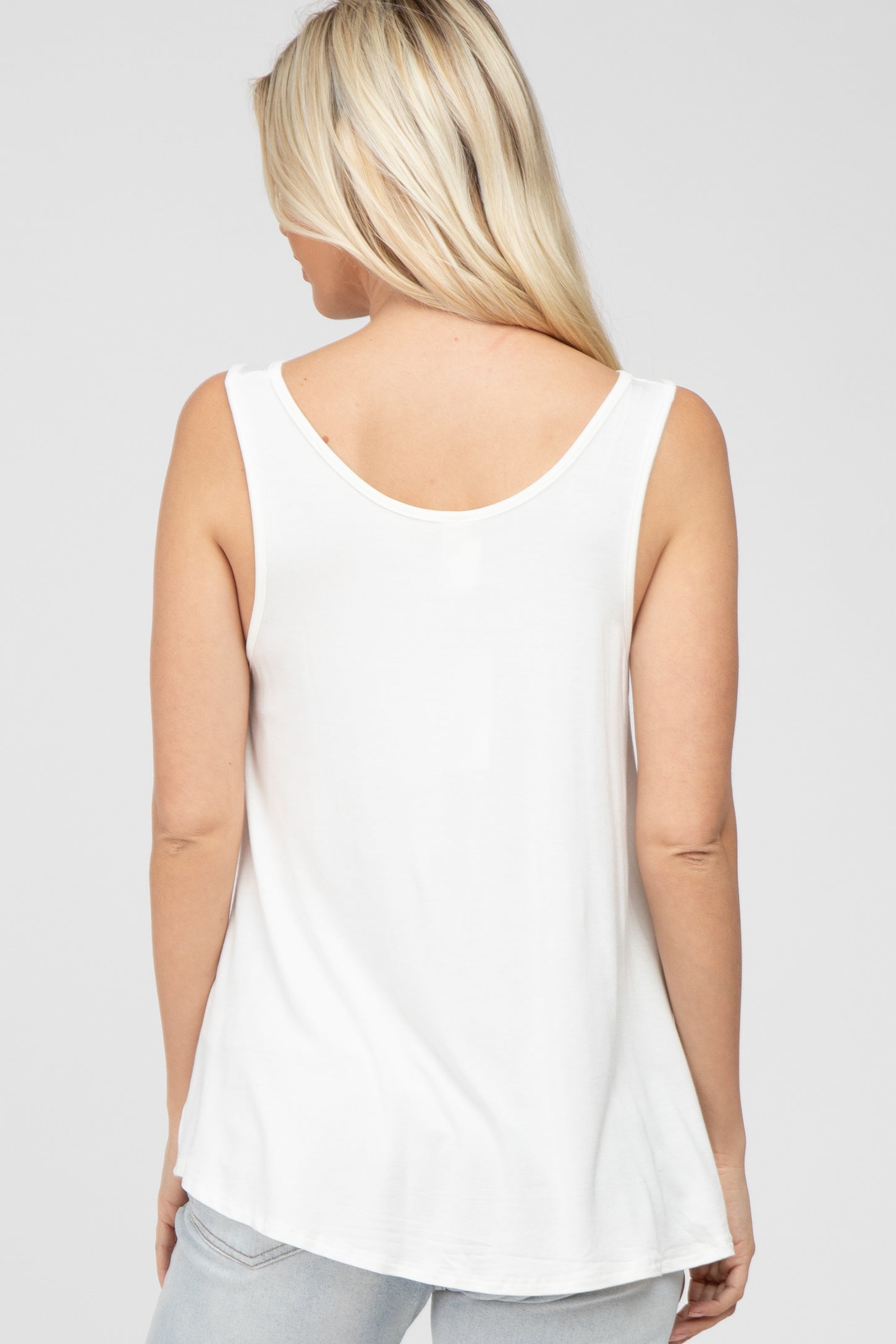White Basic V-Neck Tank Top