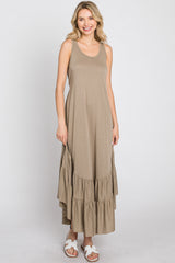 Olive Ruffle Hem Midi Dress