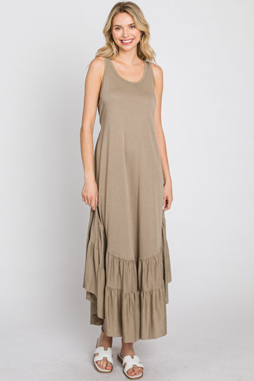 Olive Ruffle Hem Midi Dress