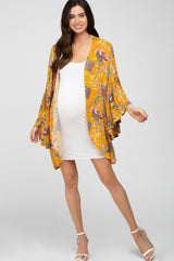 Yellow Floral Bell Sleeve Maternity Cover Up