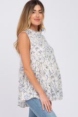 Ivory Floral Sleeveless Babydoll Maternity Top