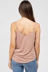 Mocha Curved Hem Maternity Tank Top