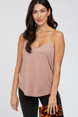 Mocha Curved Hem Maternity Tank Top