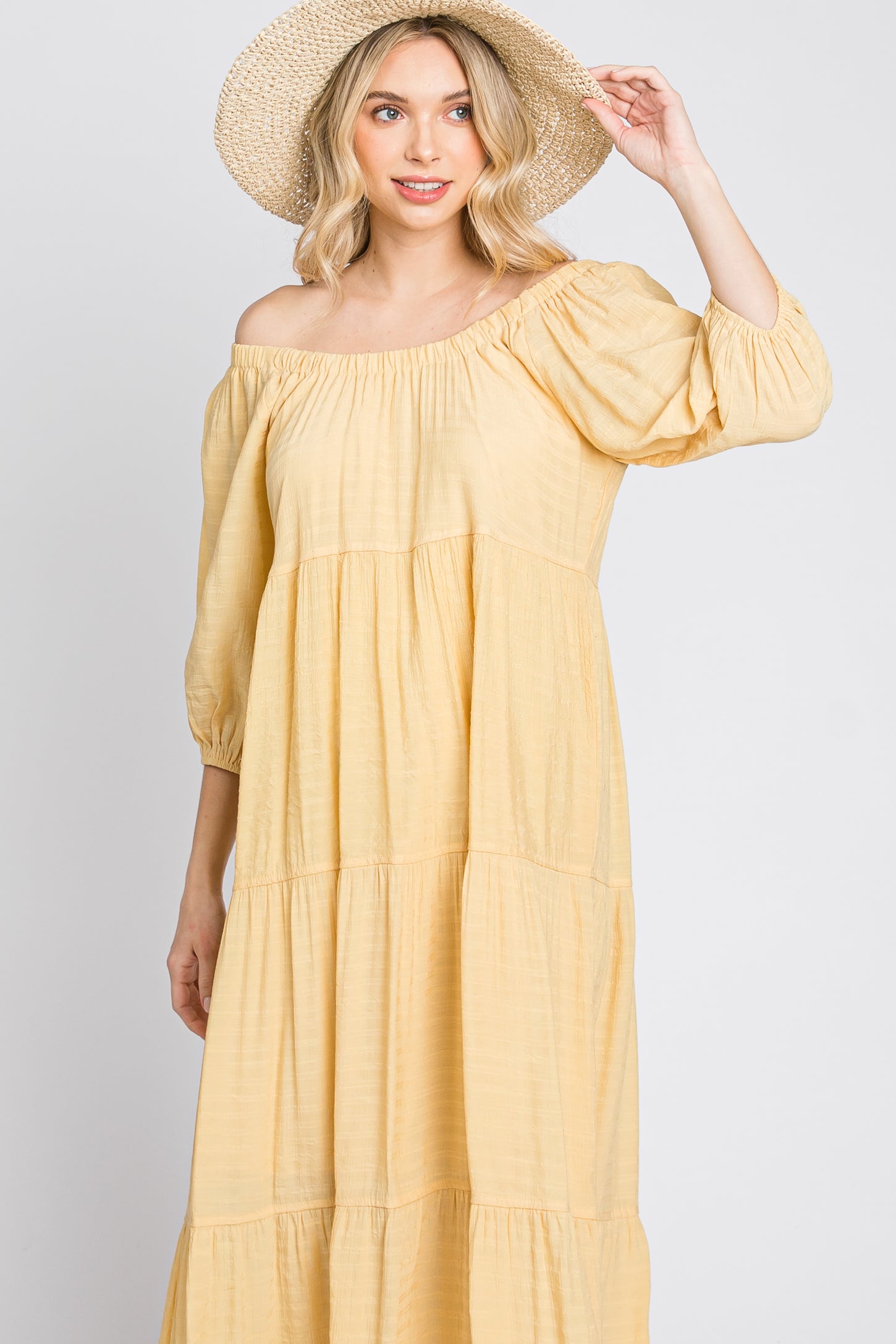 Yellow Tiered Midi Dress