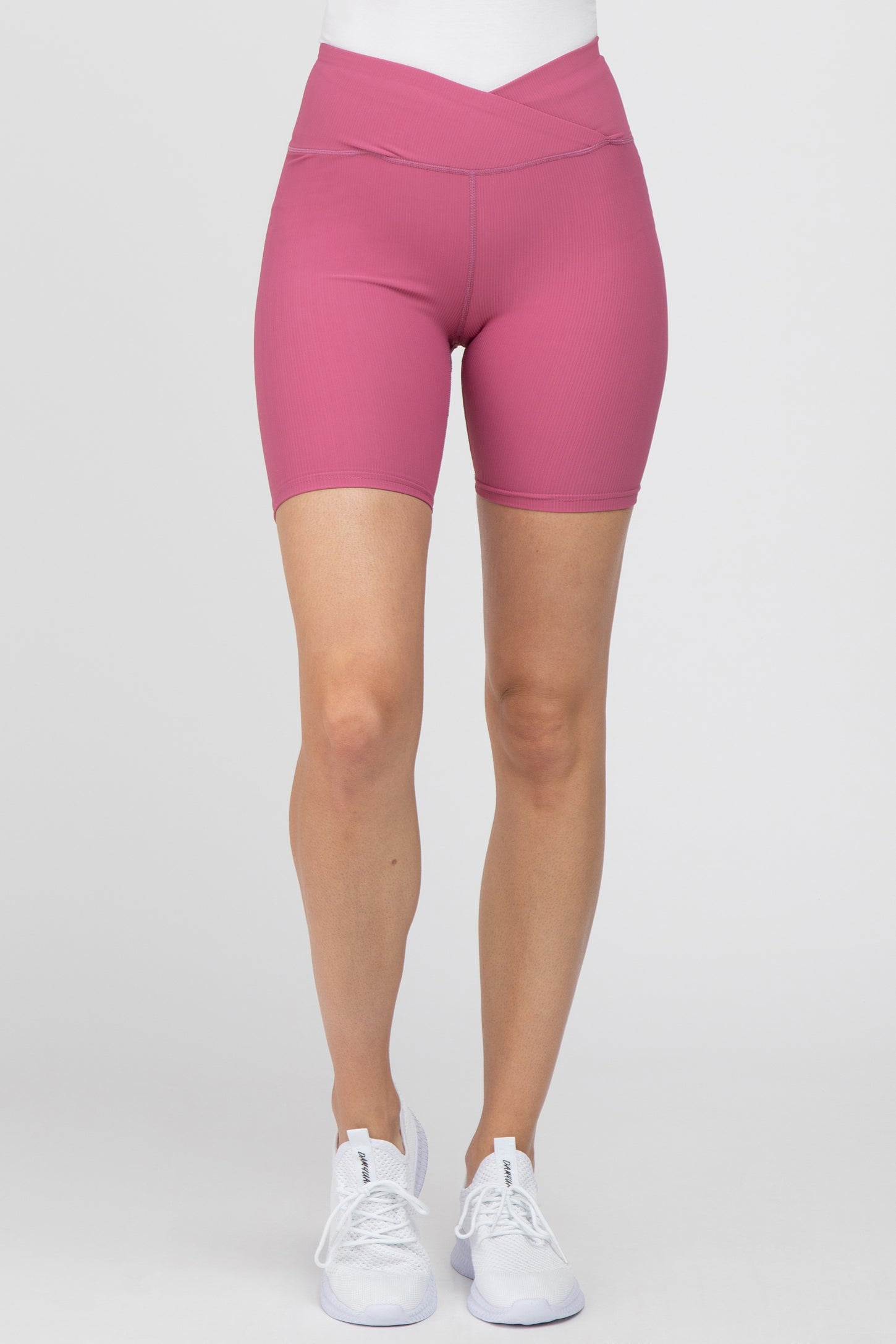 Mauve Crossover Waist Bike Shorts