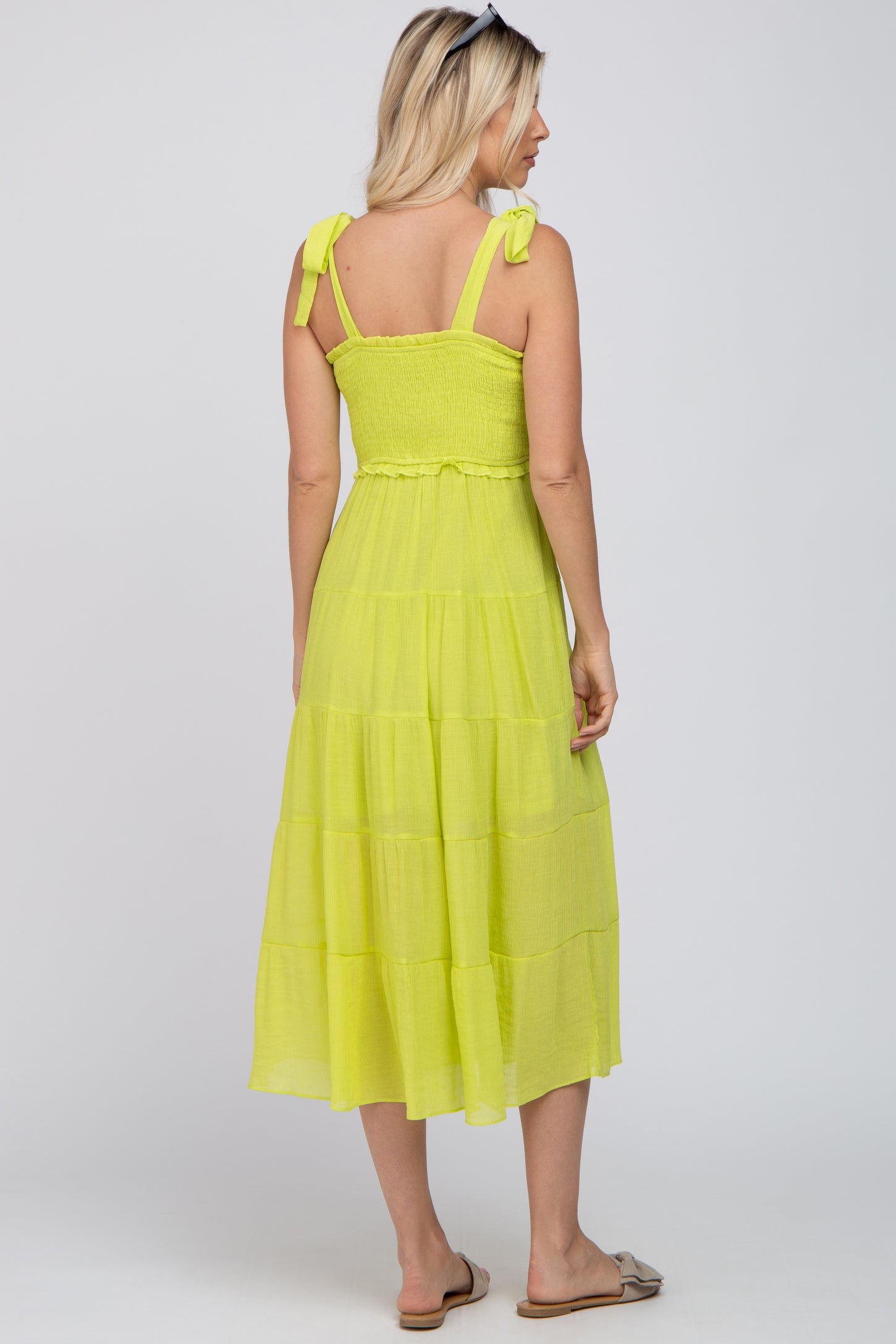 neon yellow midi dress STELLA Double Strapped Midi Dress