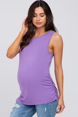 Lavender Sleeveless Ruched Maternity Top