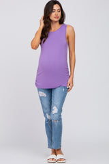 Lavender Sleeveless Ruched Maternity Top