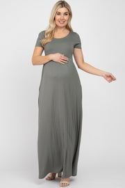 Olive Basic Maternity Maxi Dress
