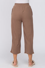 Taupe Ribbed Cropped Wide Leg Pants