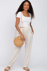 Beige Linen Maternity Pants