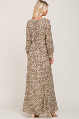 Ivory Leopard Print Chiffon Maxi Dress