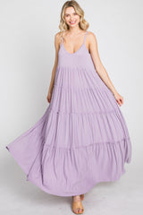 Lavender Sleeveless Tiered Maxi Dress