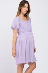 Lavender Smocked Maternity Dress