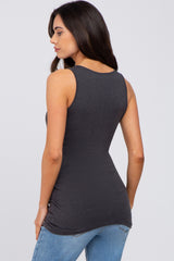 Charcoal Ruched Maternity Tank Top