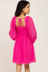 Fuchsia Swiss Dot Smocked Dress