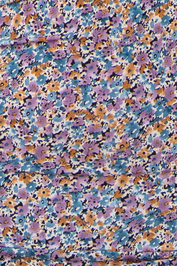 Violet Floral One Shoulder Fitted Ruched Dress