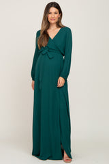 Forest Green Wrap Front Chiffon Maternity Gown