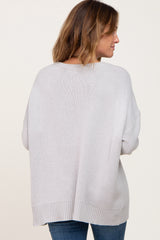Grey Ribbed Trim Sweater