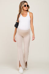 Taupe Terry Flare Maternity Lounge Pants