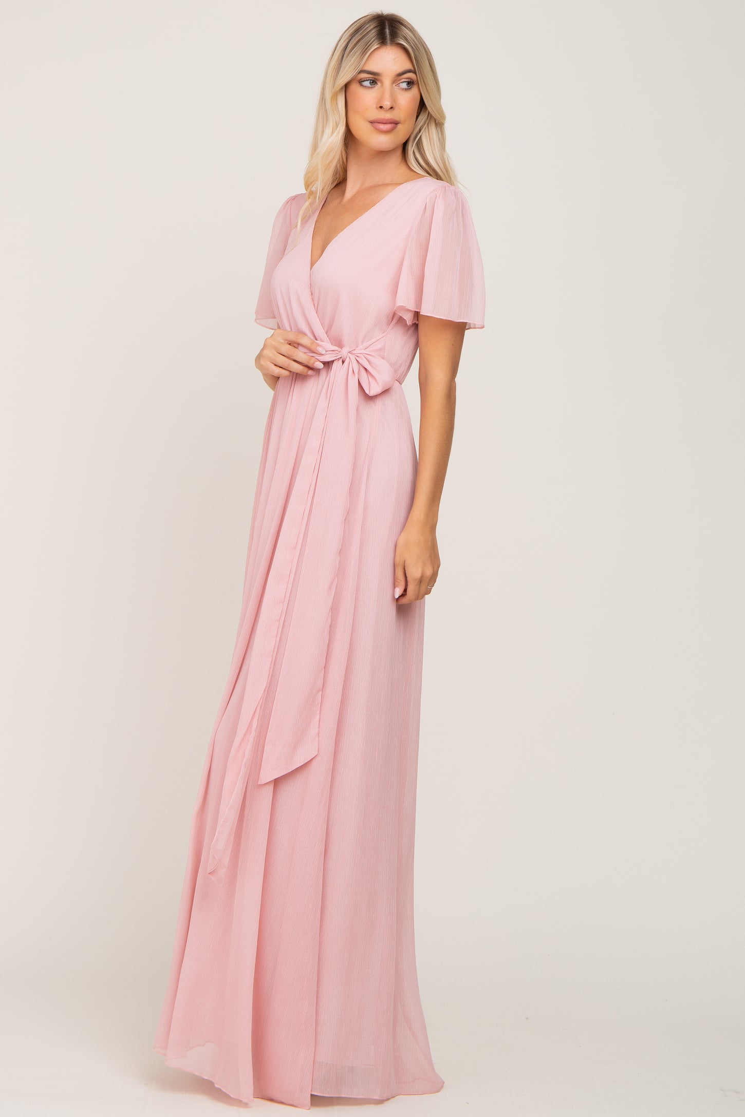 light pink metallic dress Juliet 289 Long Machine Sequin Gown with Corset Bodice Prom Gown Sky Blue / XL