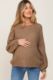 Mocha Puff Sleeve Maternity Sweater