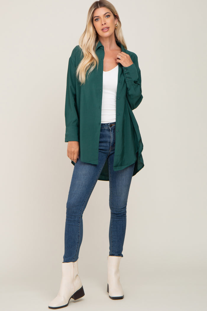 Olive Oversized Button Down Blouse