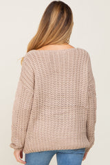 Taupe Chunky Knit Maternity Sweater