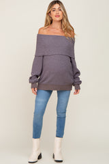 Charcoal Foldover Off Shoulder Maternity Sweater