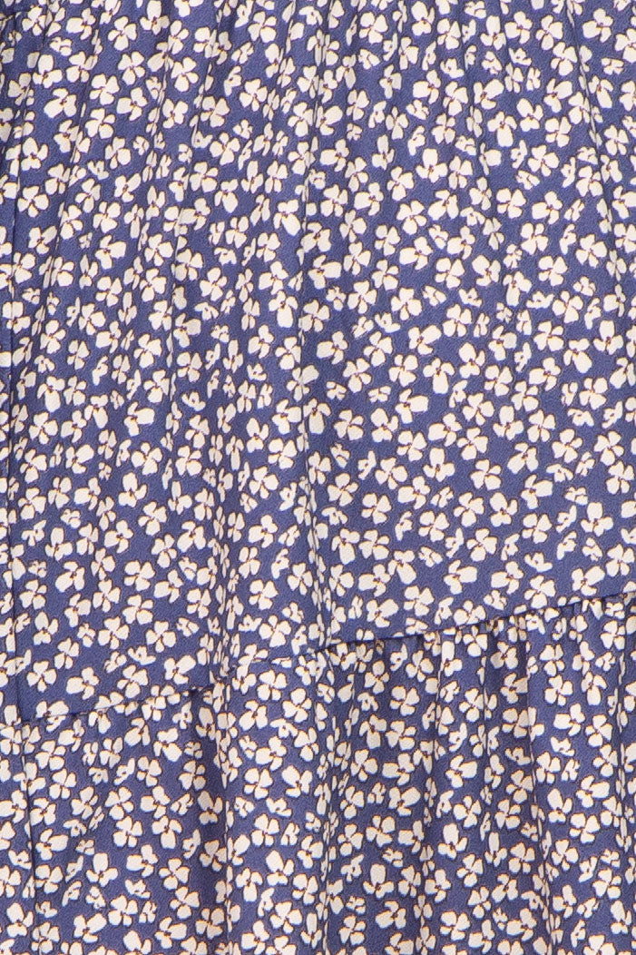 Navy Floral Long Sleeve Tiered Maternity Dress