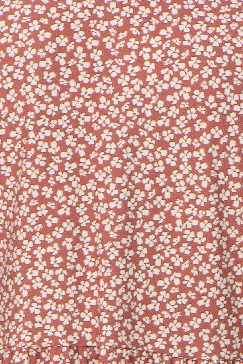 Mauve Floral Long Sleeve Tiered Dress