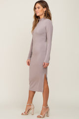 Taupe Mock Neck Long Sleeve Dress