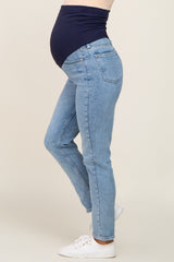 Light Blue Vintage Wash Maternity Skinny Jeans