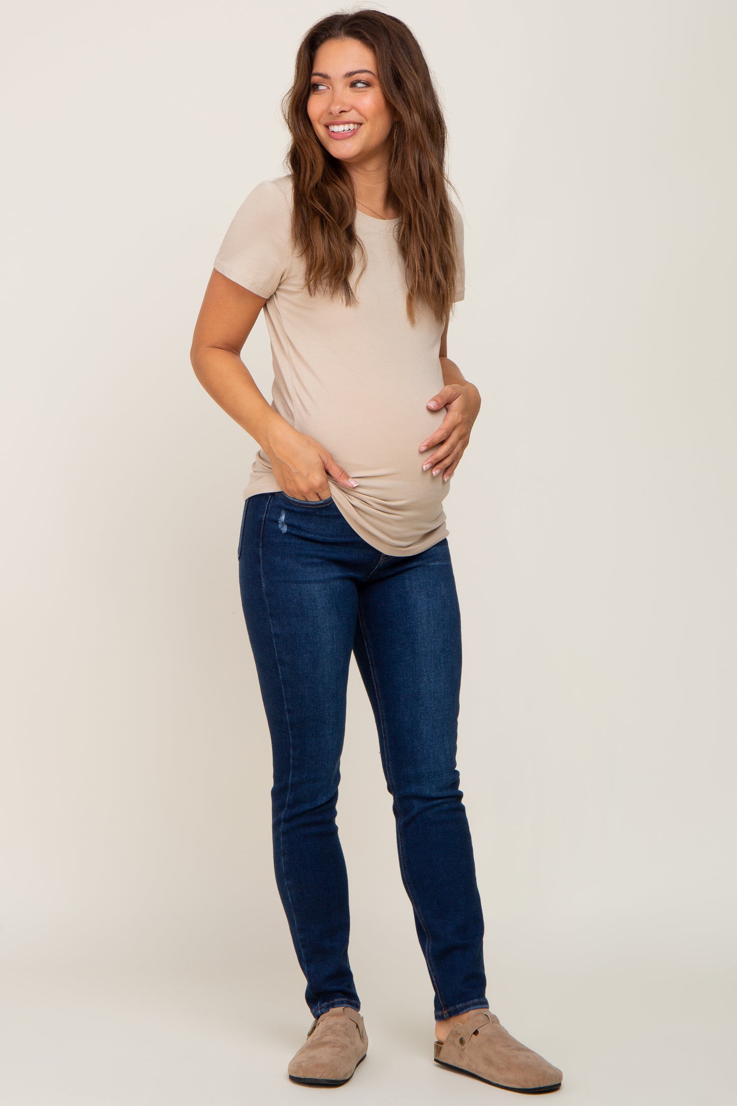 Navy Blue Basic Maternity Skinny Jeans
