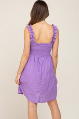 Lavender Smocked Eyelet Maternity Dress