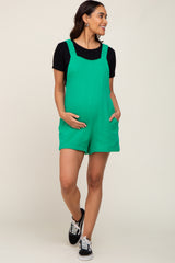 Green Square Neck Elastic Strap Maternity Romper