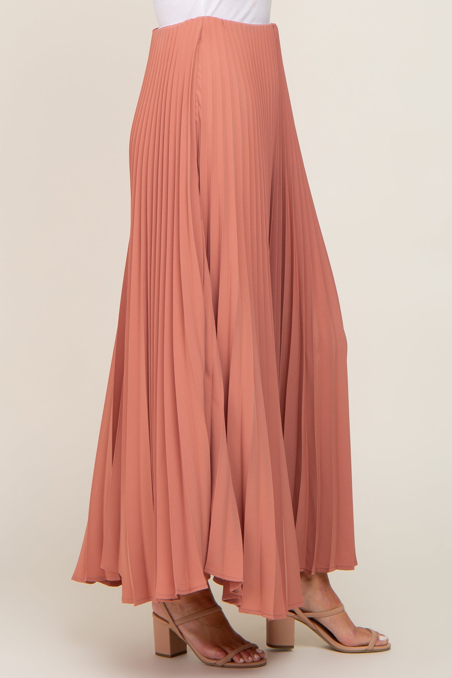 Mauve Pleated Maxi Skirt