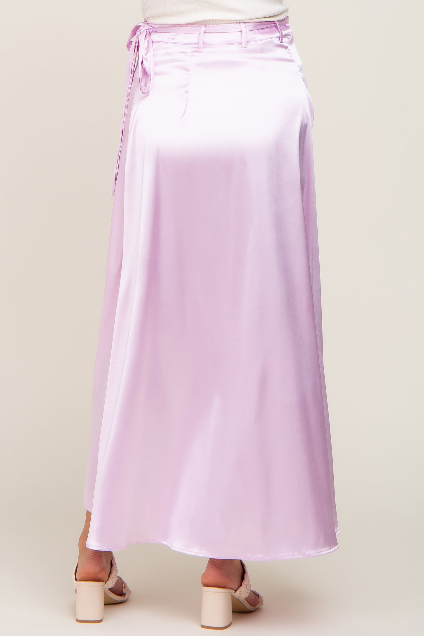 Lavender Hi-Lo Satin Maternity Wrap Skirt