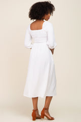 Ivory Swiss Dot 3/4 Sleeve Midi Dress
