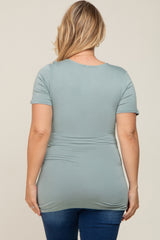 Mint Wrap Front Plus Maternity/Nursing Top