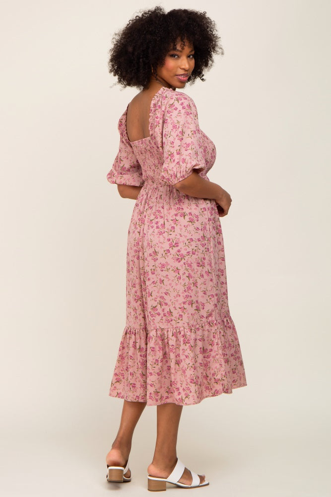 pink floral smock dress YOURS Plus Size Pink Retro Floral Print Smock Dress