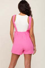 Fuchsia Square Neck Elastic Strap Maternity Romper