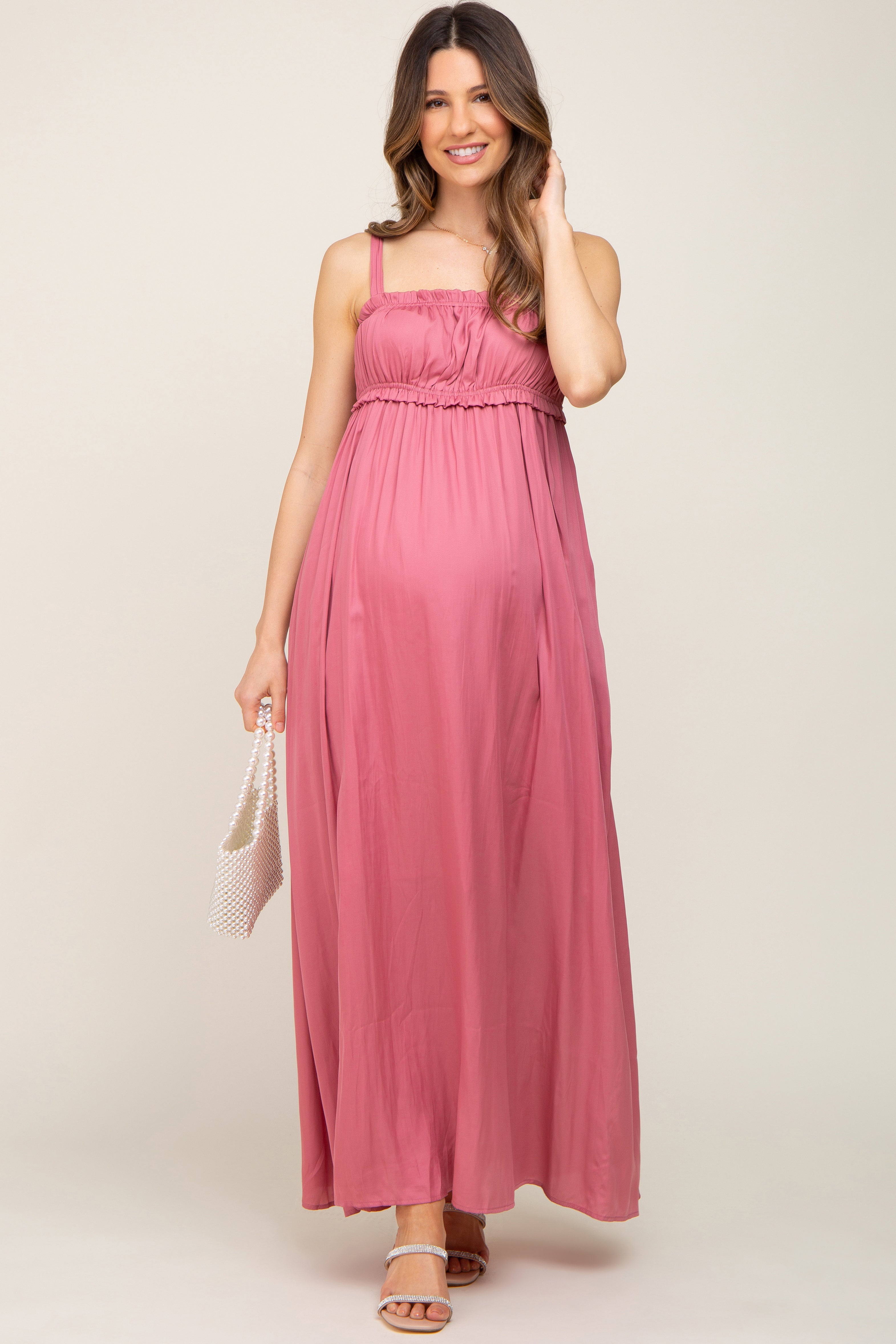 maternity party dresses in sri lanka Blushing Pink V-neck Long Sleeves Plus Size Cheap Maternity Dress